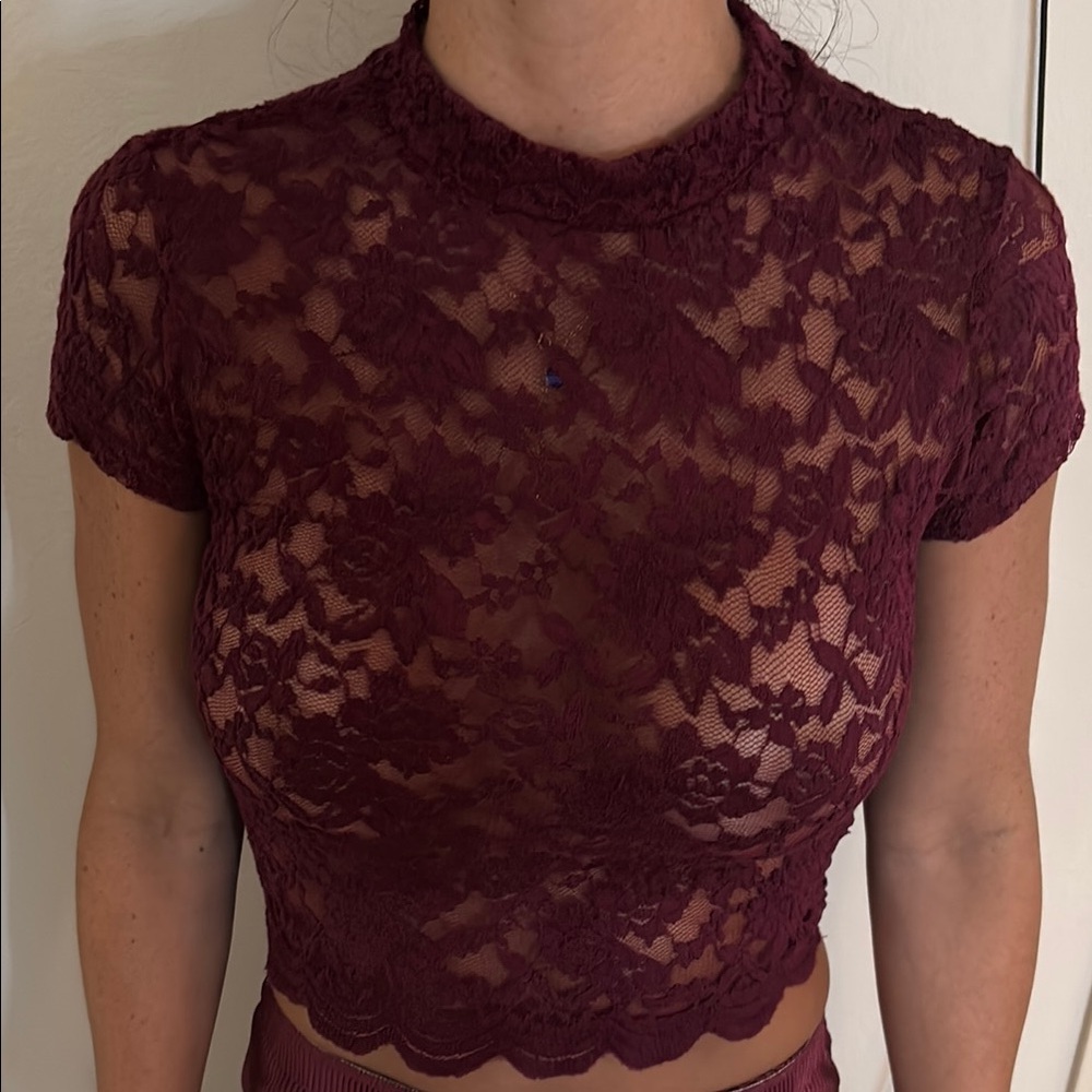 Ambiance Red Fitted Crop Top